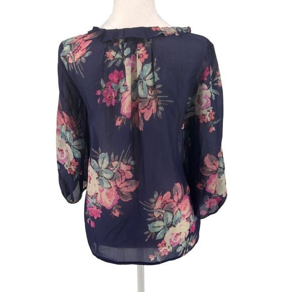 Anthropologie Brand Leifsdottir Floral Silk Blouse Sz S EUC Romantic Boho Vibes - Picture 4 of 12